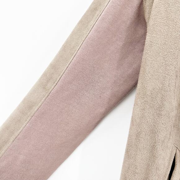 Blank NYC Cloud Nine Taupe Faux Suede Asymmetrical Wrap Jacket Cardigan Women XS - Picture 12 of 12